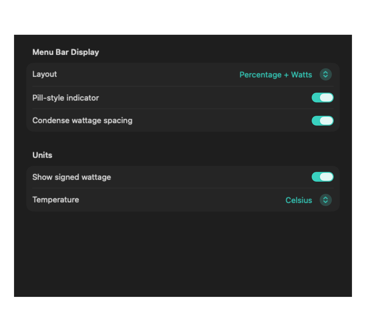 Anode menu bar settings